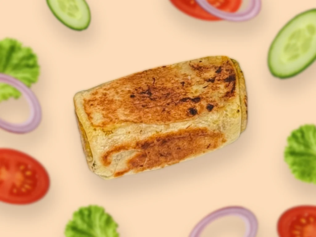 Soft roti wrap filled with spiced fish filling