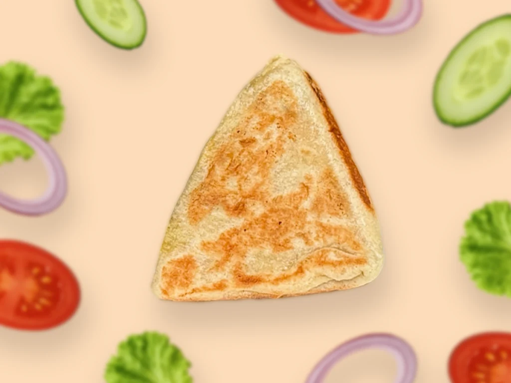 Soft roti filled with seasoned vegetable mixture